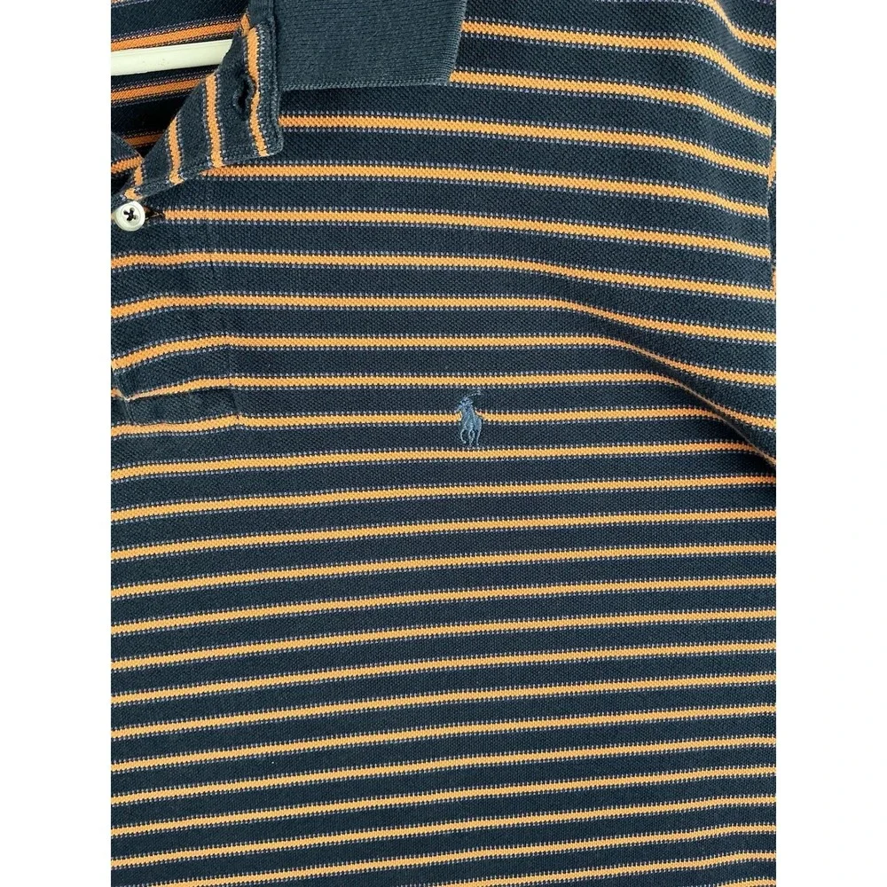 Polo Ralph Lauren Golf Shirt Men's Size XL Blue Orange Striped Short Sleeve